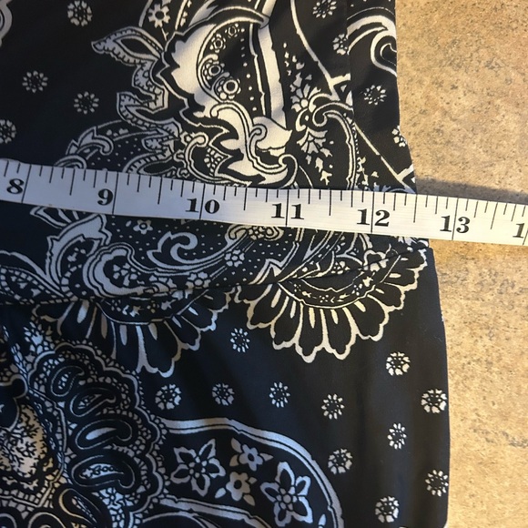 Black/white paisley print full stretch wide leg pants w/comfort waistband - Picture 7 of 8